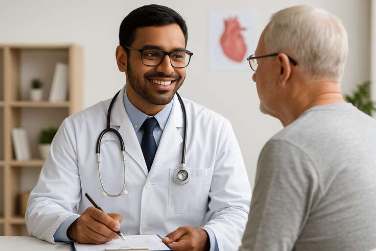 Cardiologist consulting with a heart patient
