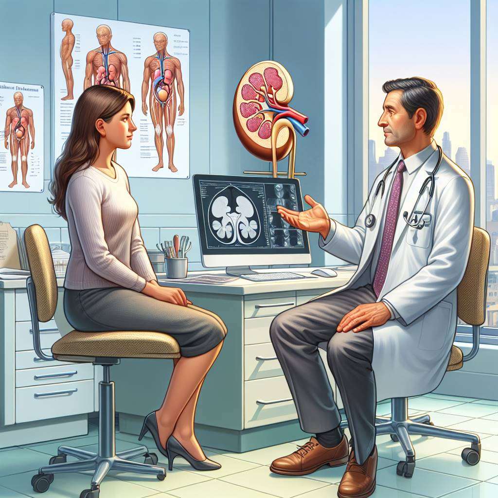 Doctor explaining kidney cancer treatment options to patient