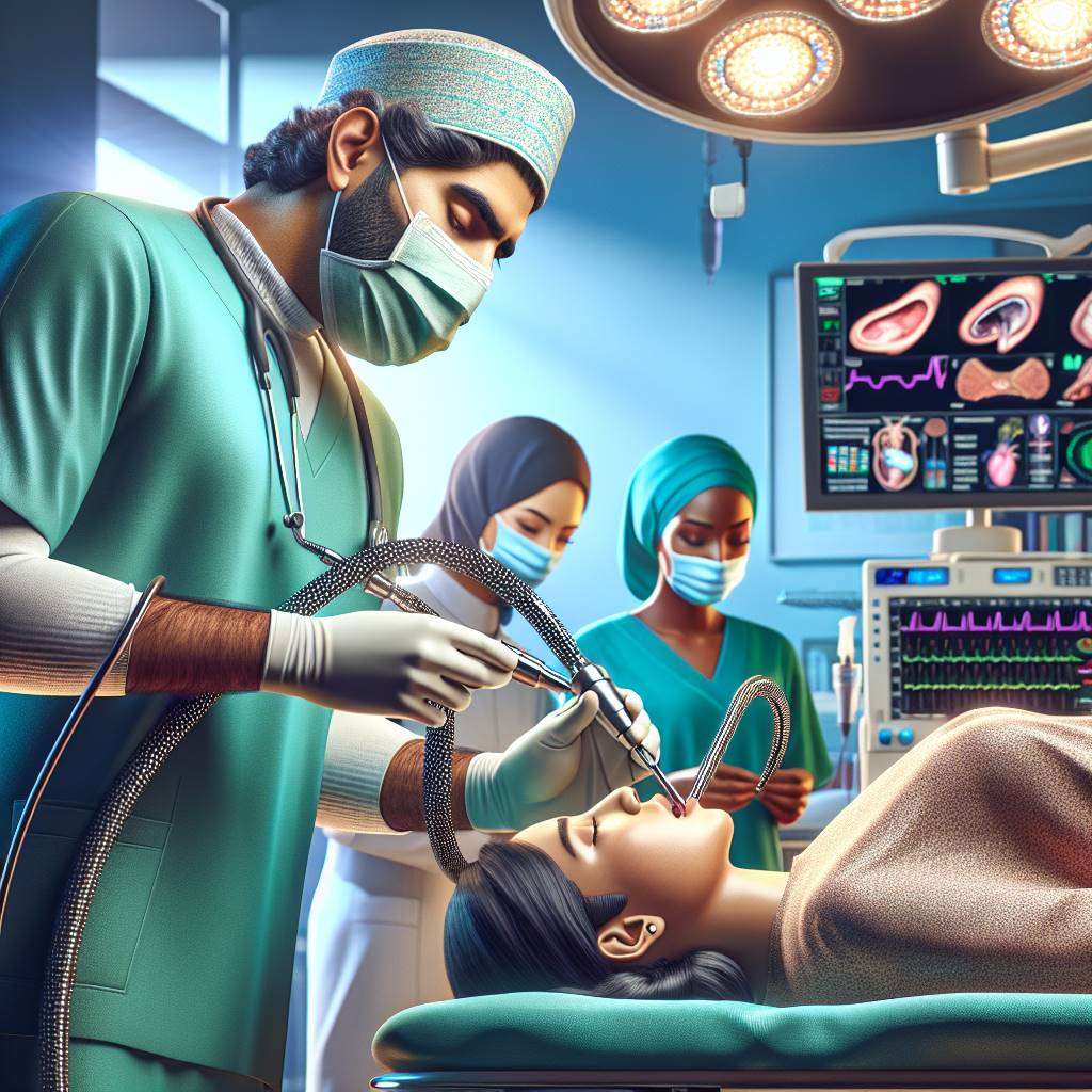 Doctor performing endoscopic procedure in hospital setting