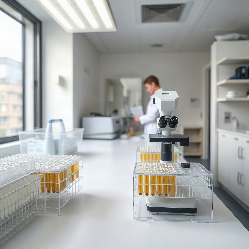 Cell therapy laboratory preparing personalised CAR-T cells for a patient in India