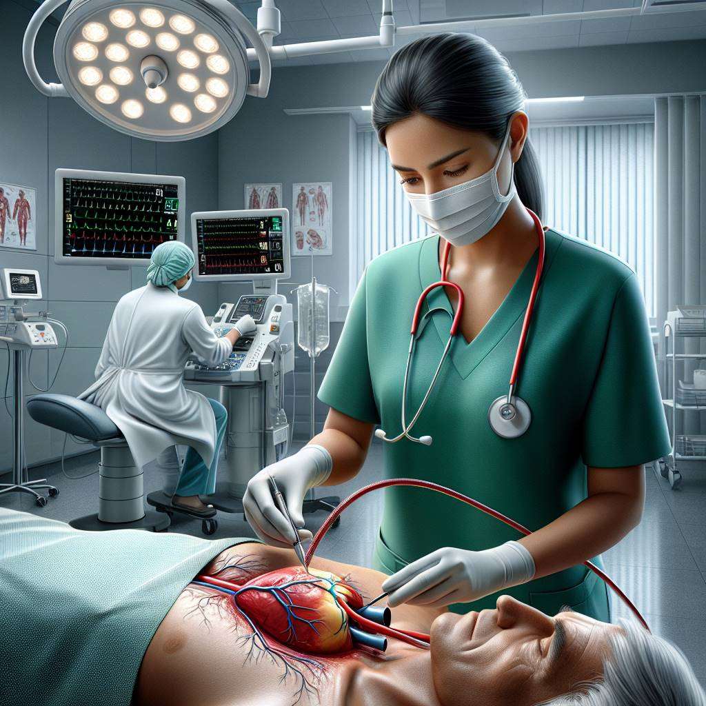 Doctor performing coronary angioplasty in a hospital setting