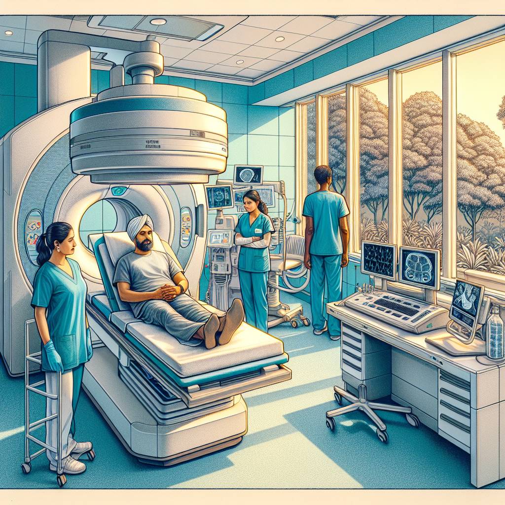 Medical professional reviewing PRRT imaging scans