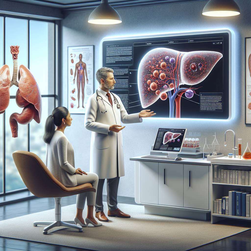Doctor explaining radioembolization therapy to patient
