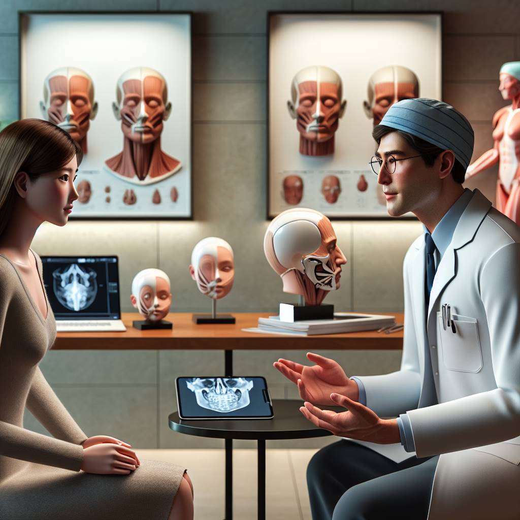 Surgeon consulting patient about rhinoplasty options