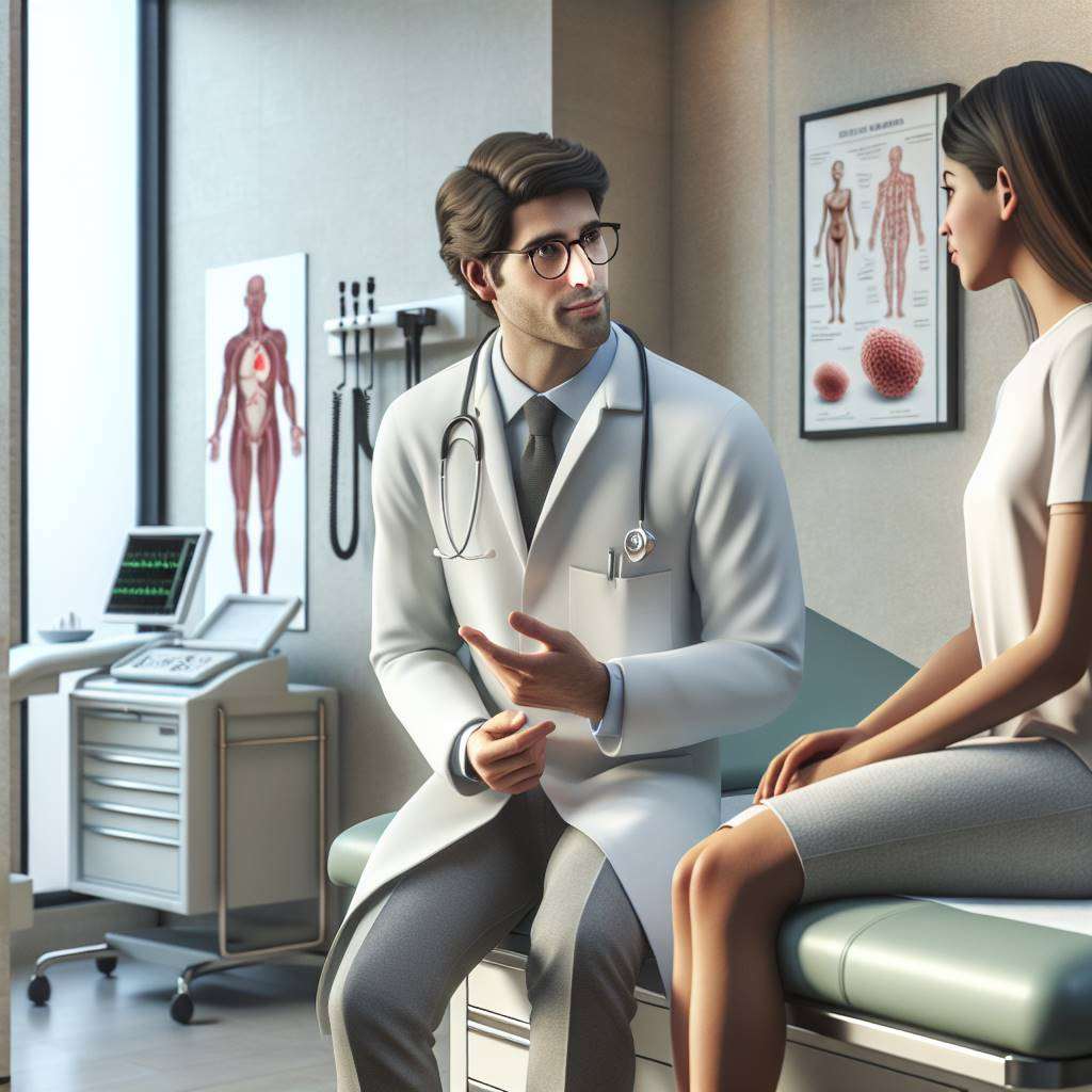 Doctor discussing CAR T-cell therapy with patient in hospital setting