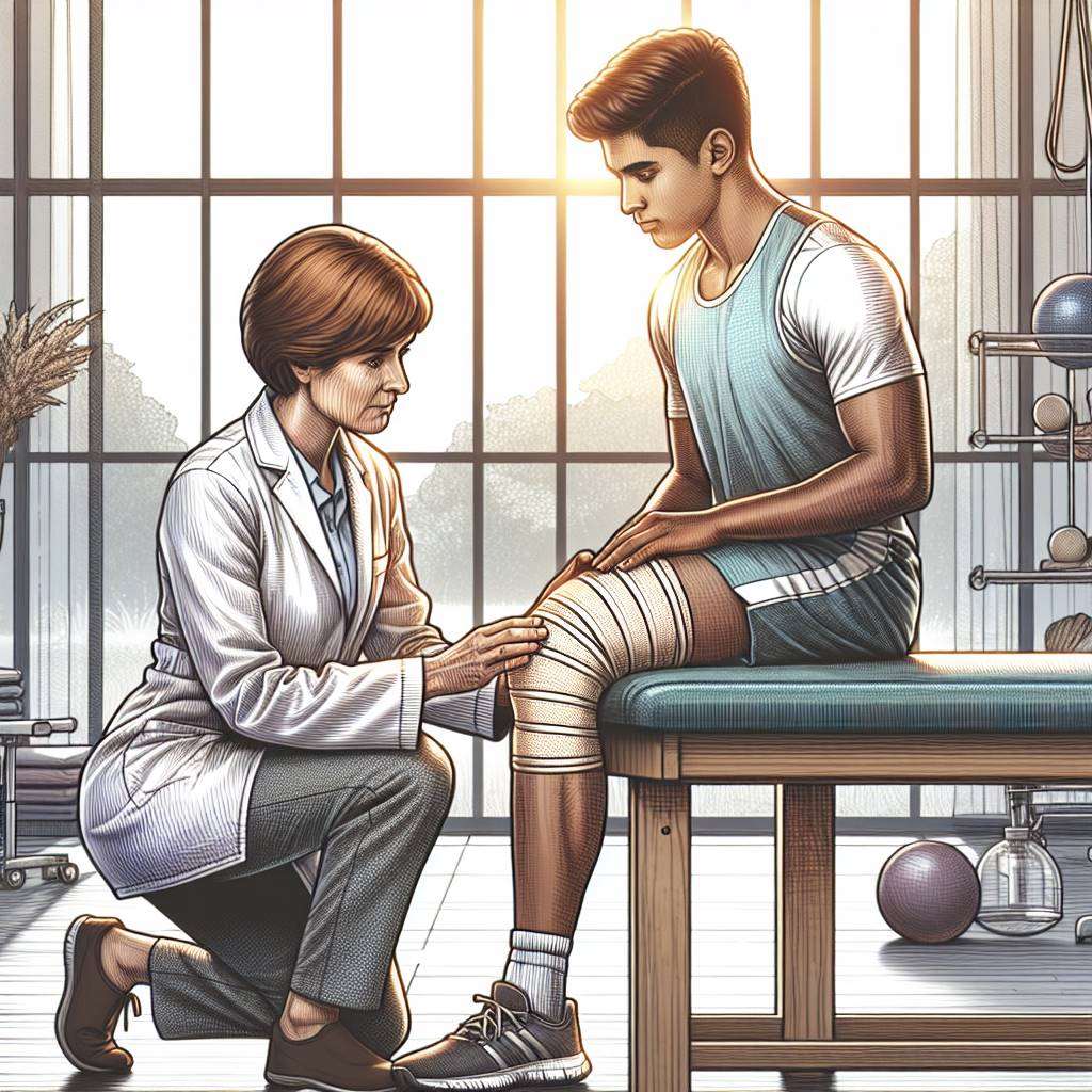 Physiotherapist assisting patient with knee exercises post-surgery