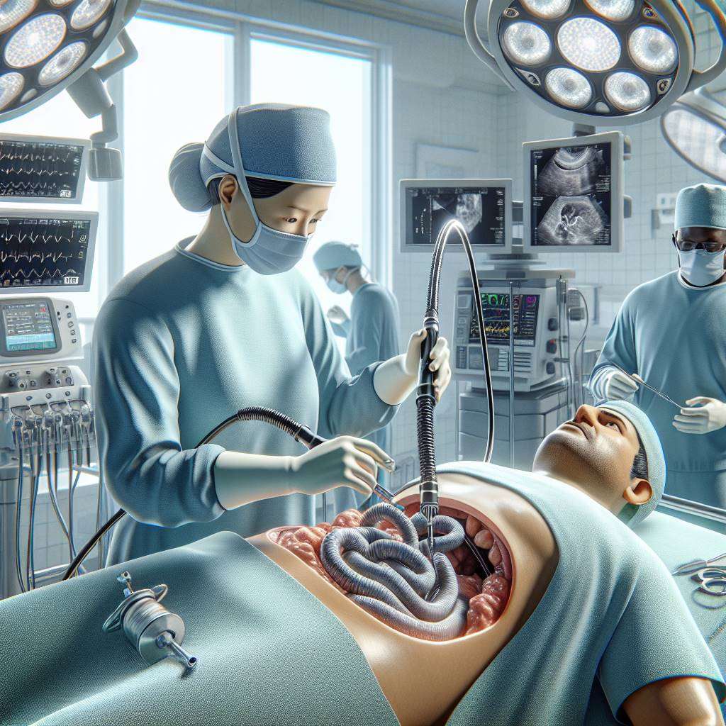 Doctor performing endoscopic mucosal resection in a clinical setting