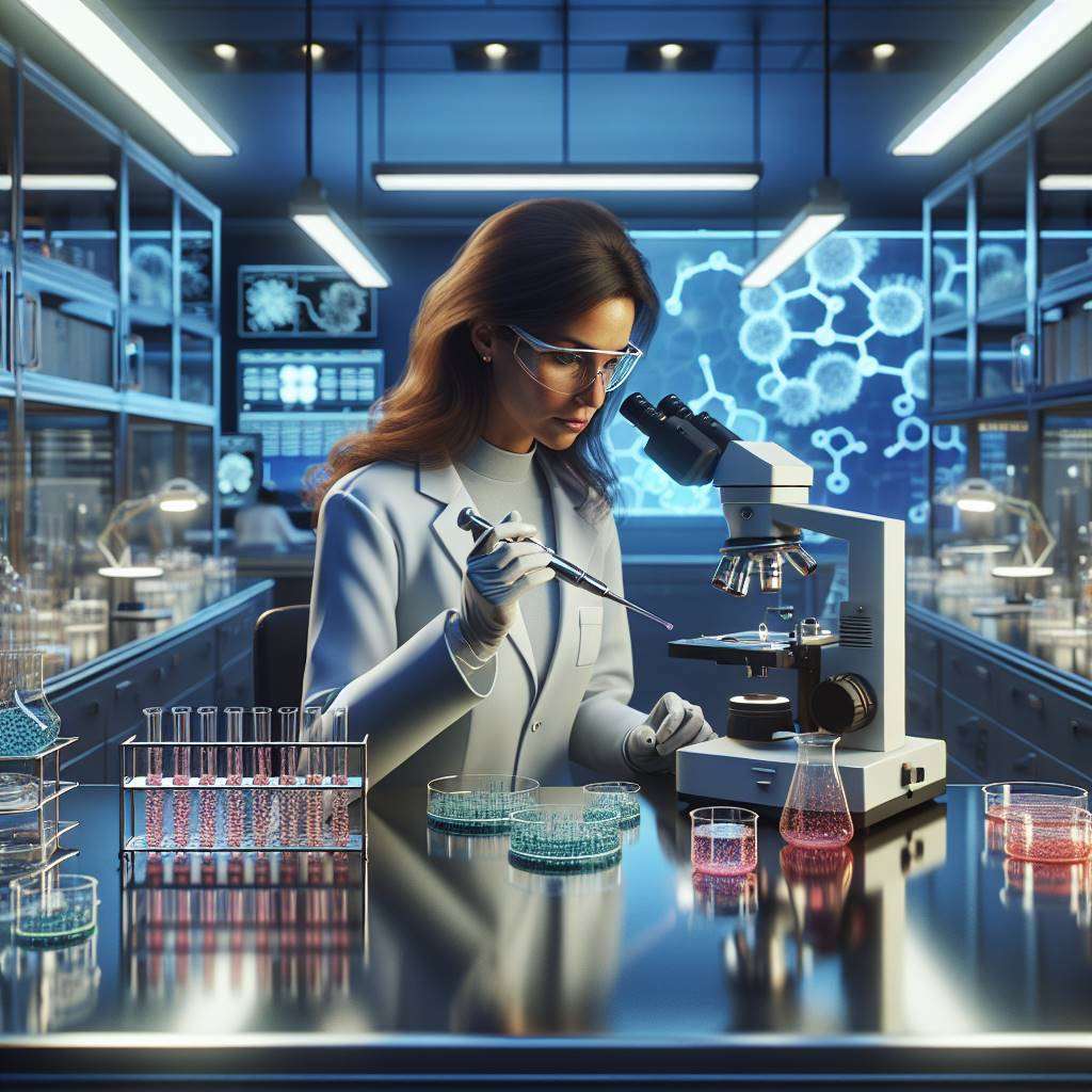 Researcher analyzing nanotechnology in a laboratory setting