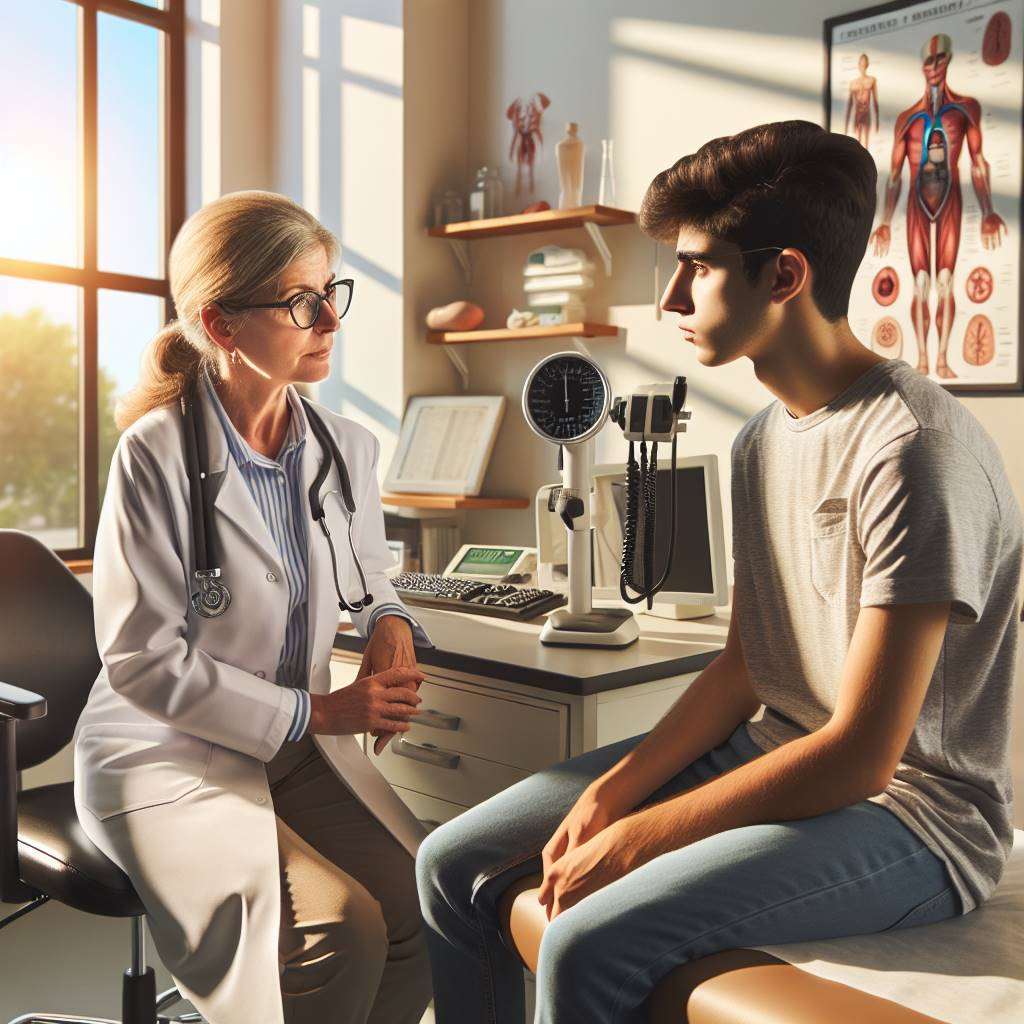 Doctor consulting patient in hospital setting