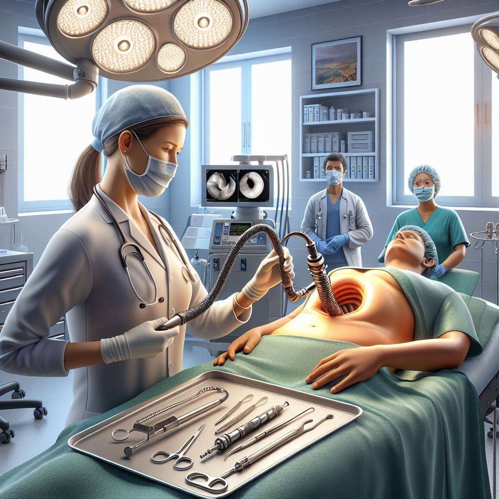 Doctor inserting intragastric balloon using endoscope in clinical setting