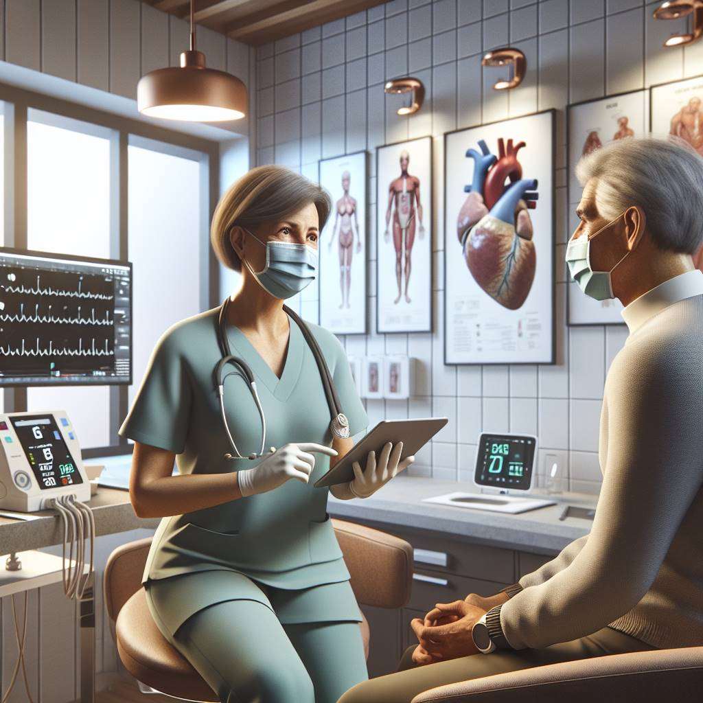 Surgeon consulting patient in hospital setting