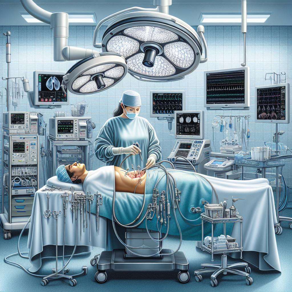 Surgeon performing laparoscopic gastric bypass surgery in an operating room