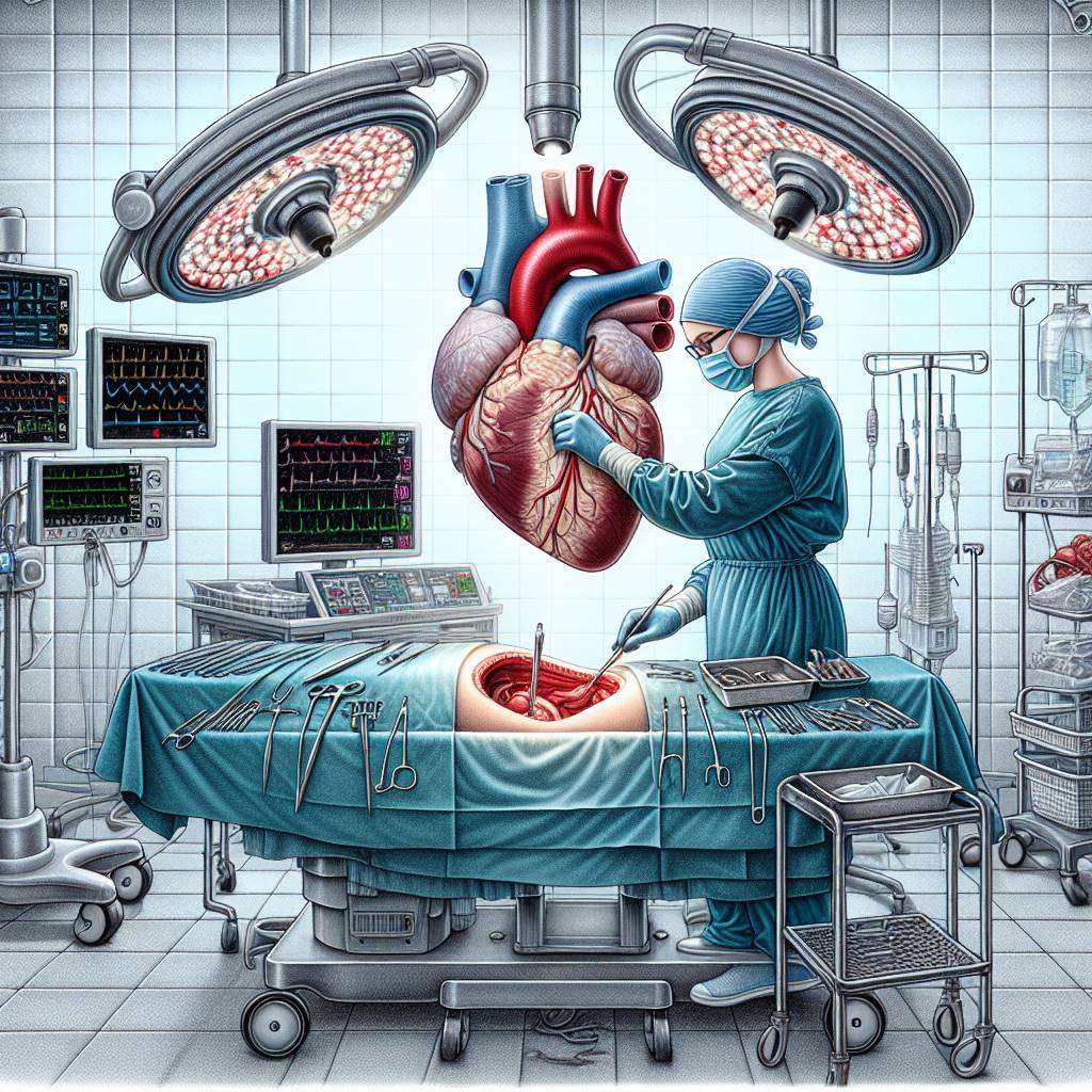 Surgeon performing heart bypass surgery in sterile operating room