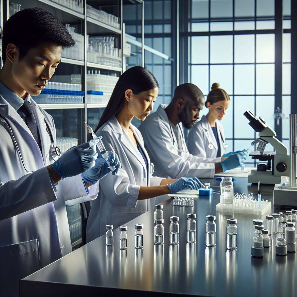 Medical team preparing gene therapy injection in sterile lab