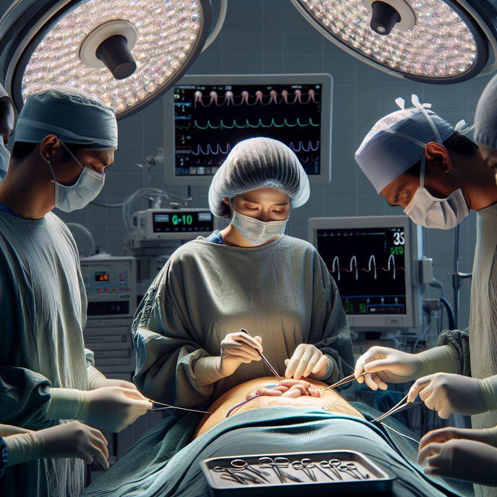 Surgeon performing aneurysm repair in operating room