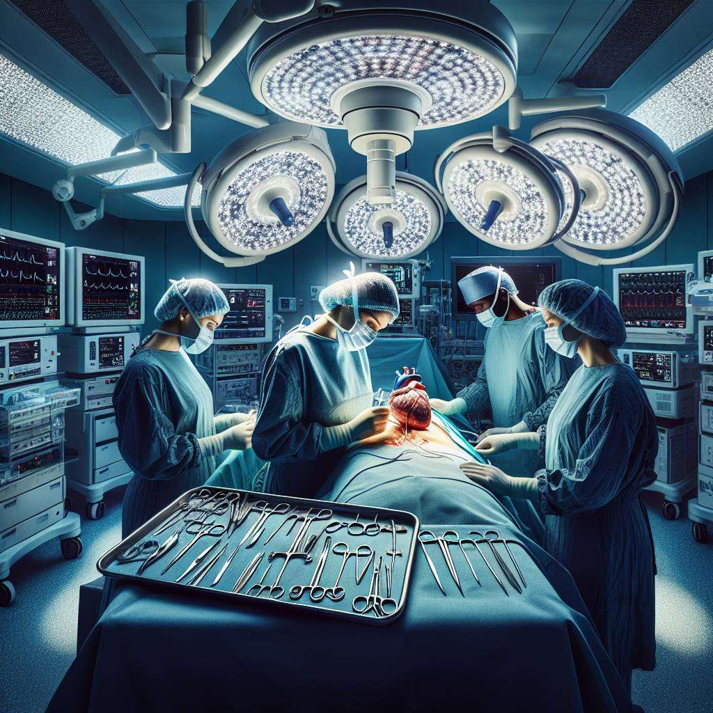 Surgeon performing heart procedure in operating room