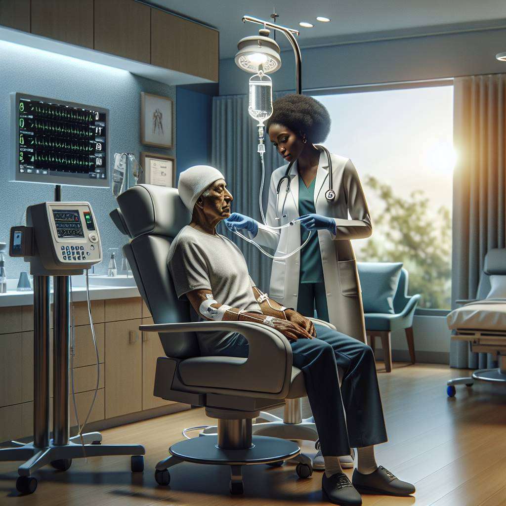 Medical professional administering targeted cancer therapy