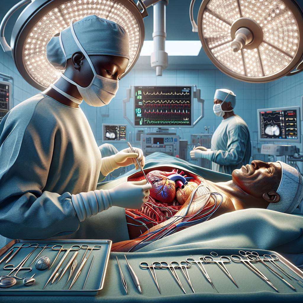 Surgeon performing heart surgery in sterile environment