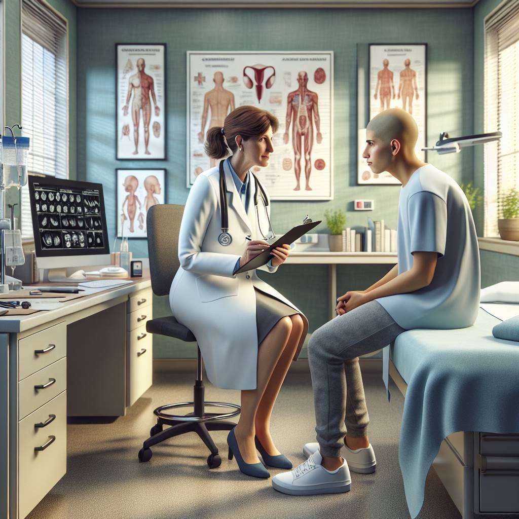 Doctor consulting patient in oncology clinic