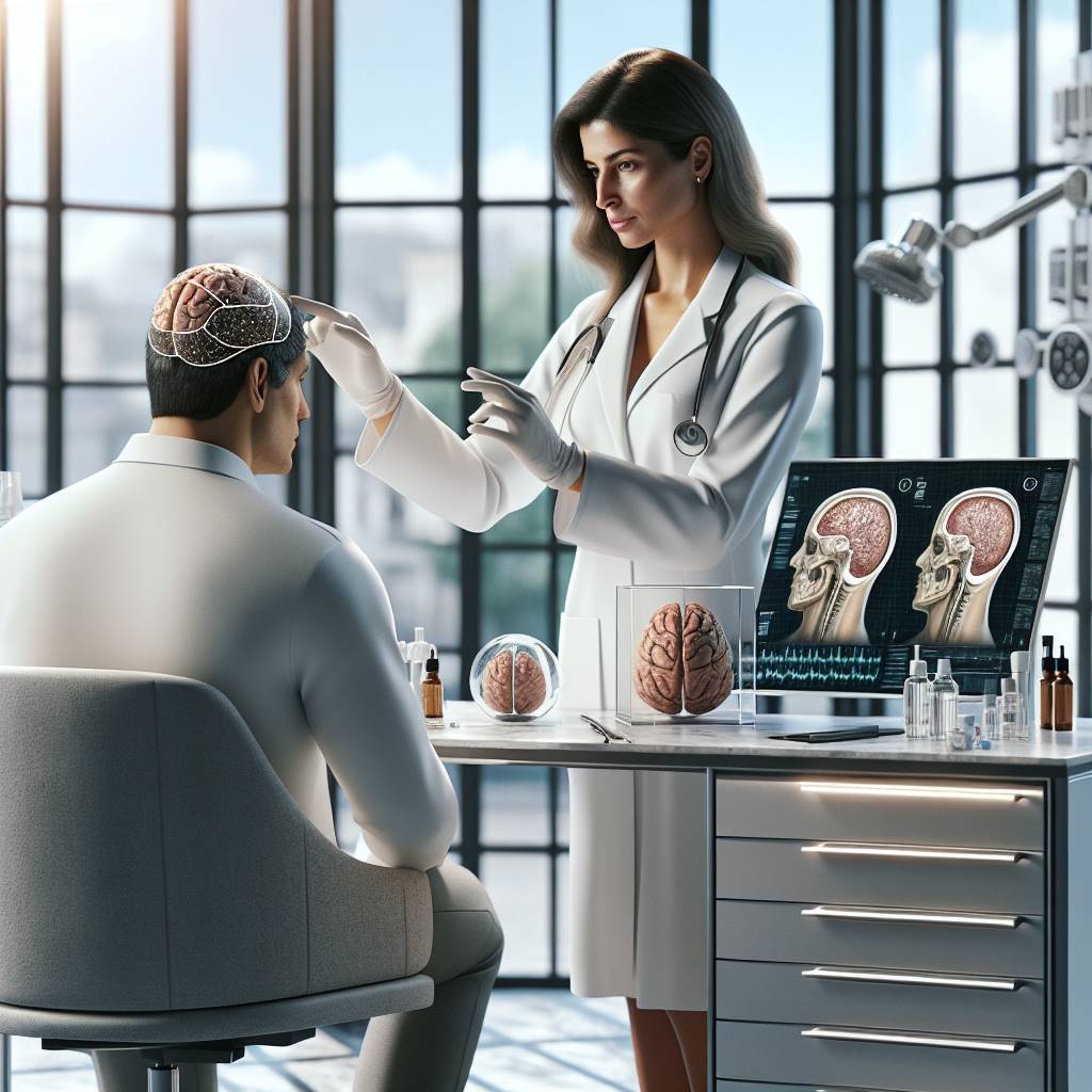 Doctor consulting patient about hair transplant options