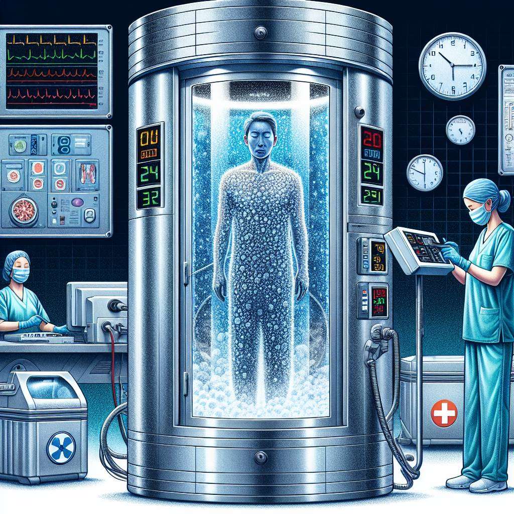 Cryotherapy session with patient in controlled environment