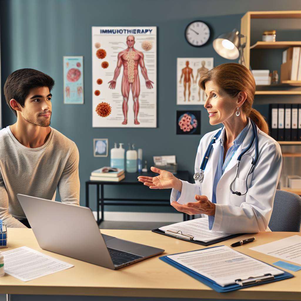 Doctor explaining immunotherapy options to patient
